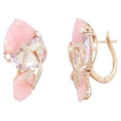 Original Amethyst-Opal-Diamant-Ohrringe mit Klappbrisur für ihr Weißgold