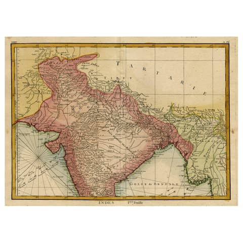 Original and Colourful Map of Northern India with Surrounding Regions, 1783
