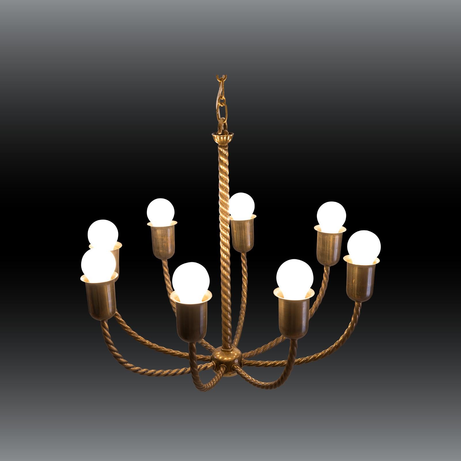 Brass Original and documented Josef Hoffmann & Wiener Werkstätte Jugendstil Chandelier For Sale