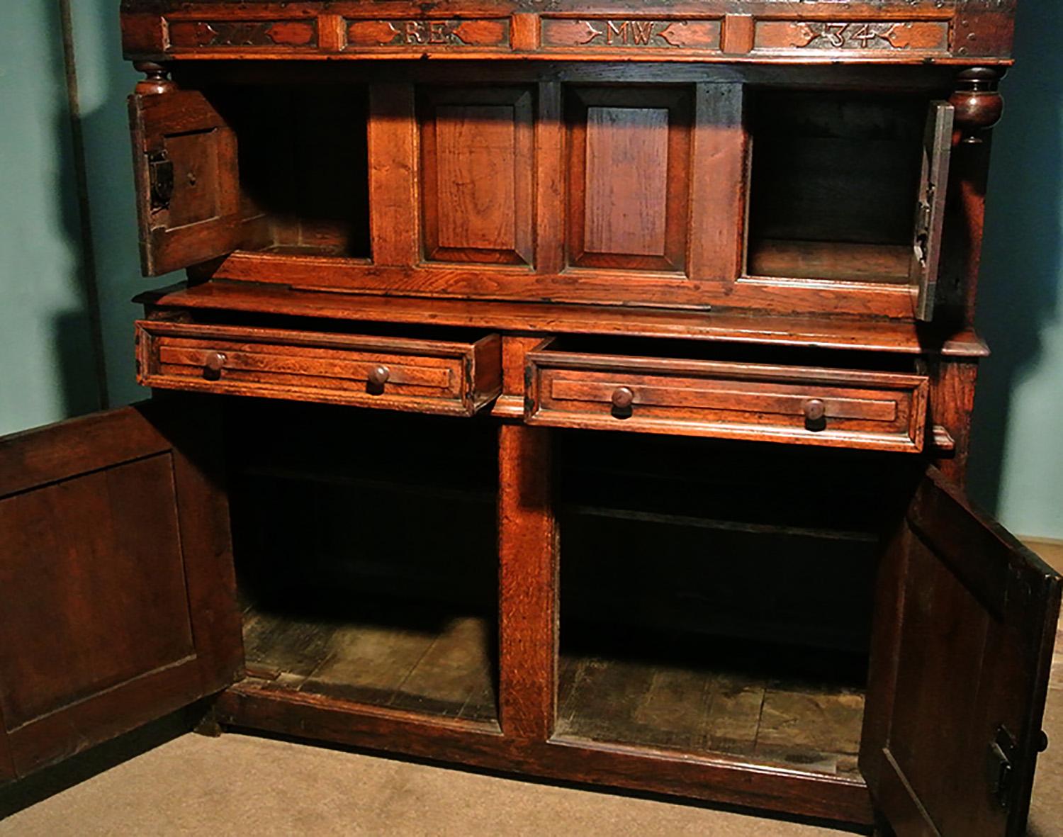 Original and Early Tridarn Cupboard, Initialed and Dated 1734 In Good Condition For Sale In Dallington, East Sussex