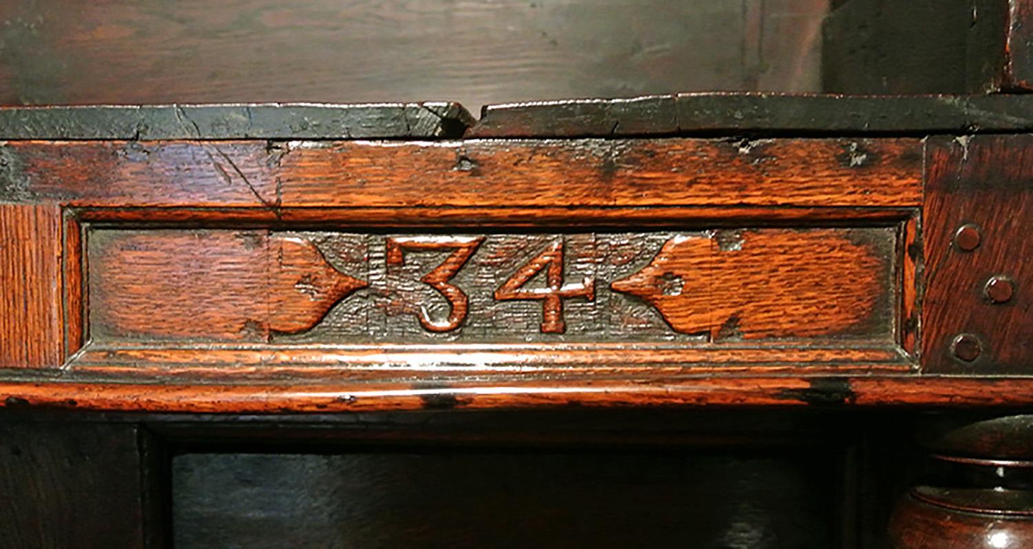 Original and Early Tridarn Cupboard, Initialed and Dated 1734 For Sale 4