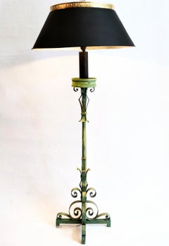 Original and Elegant Wrought Iron Lamp from the 1950s. in Green, Black and Gold.