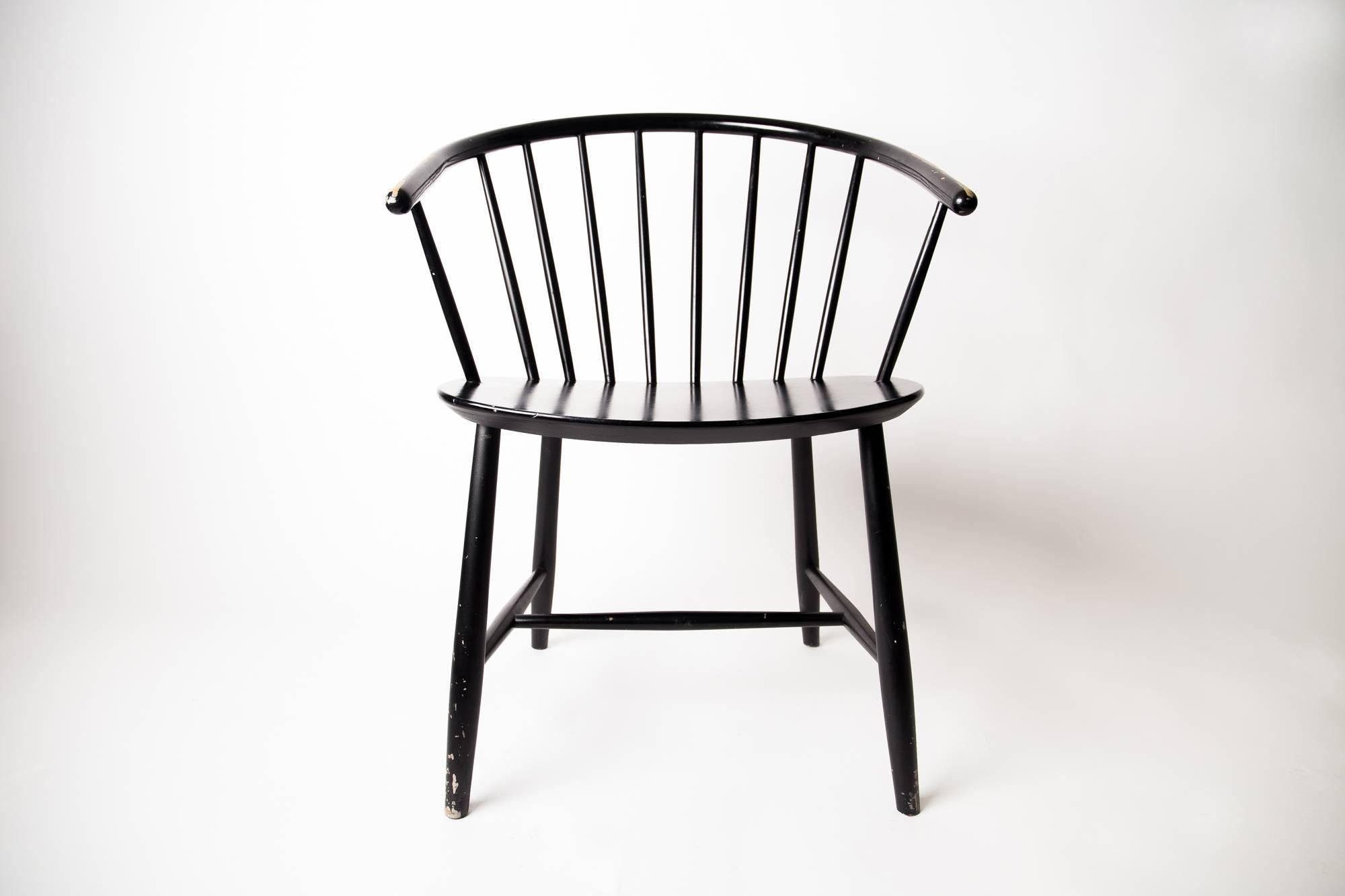 Mid-20th Century Patinated J64 Primitive Chair by Ejvind a Johansson, Denmark, circa 1957