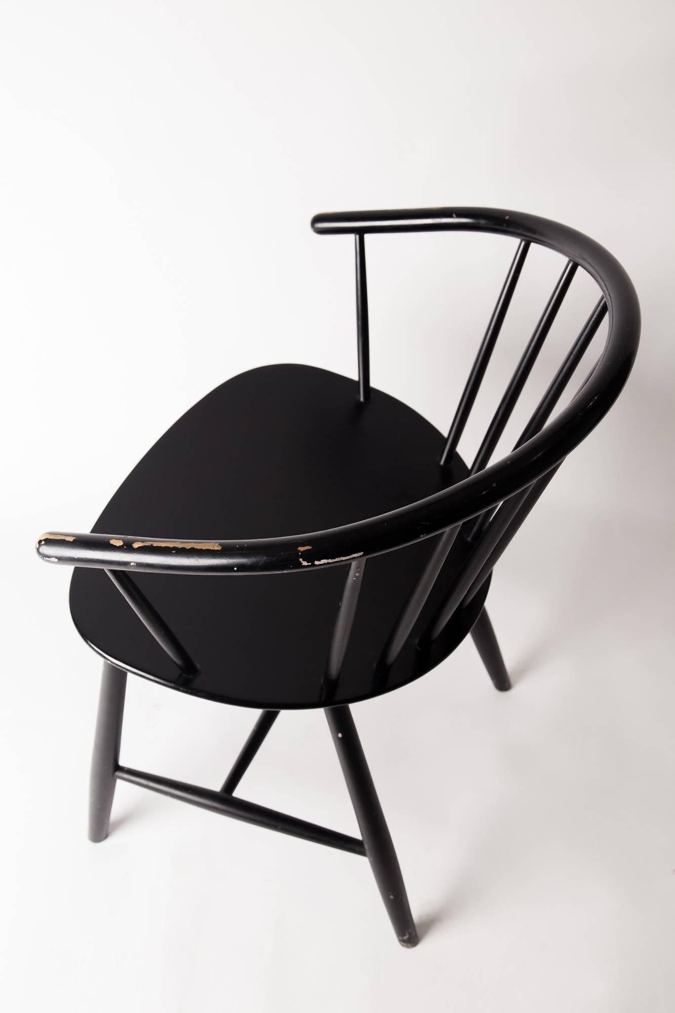 Ash Patinated J64 Primitive Chair by Ejvind a Johansson, Denmark, circa 1957
