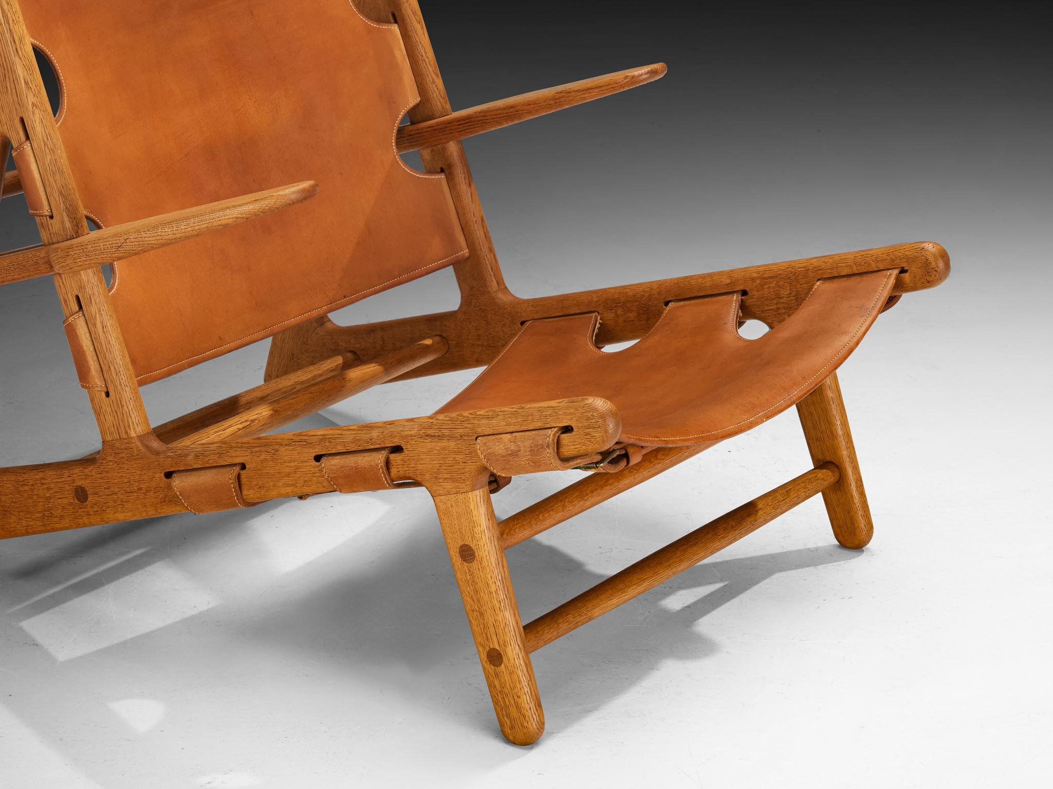 Scandinave moderne Original et rare fauteuil de chasse en cuir Børge Mogensen pour Erhard Rasmussen en vente