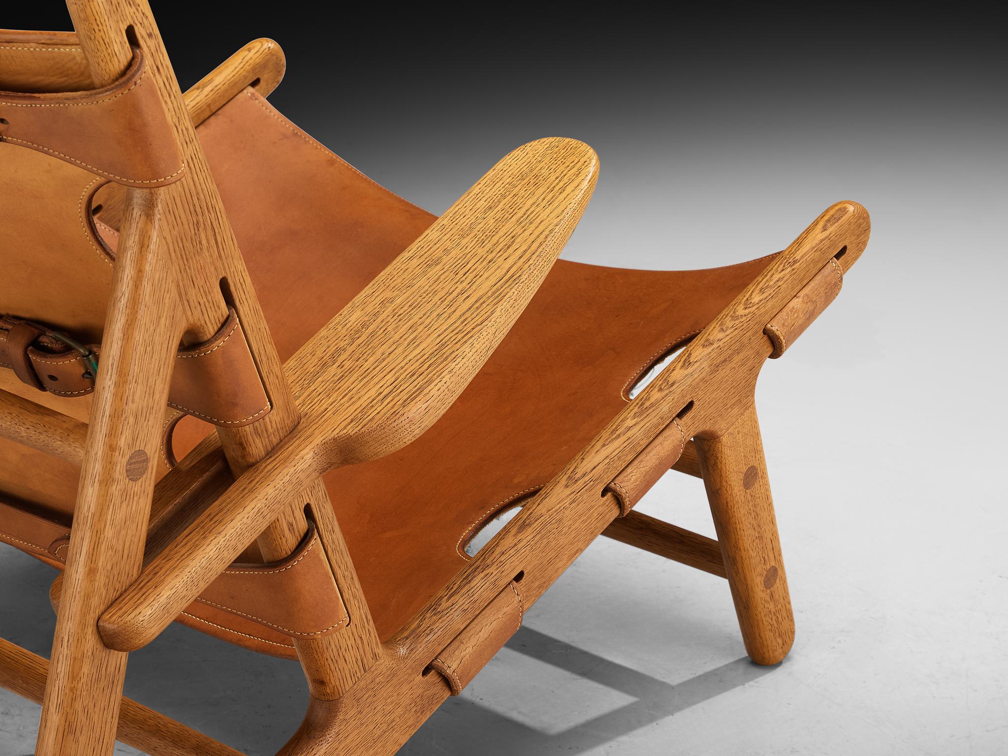 Original et rare fauteuil de chasse en cuir Børge Mogensen pour Erhard Rasmussen Bon état - En vente à Waalwijk, NL