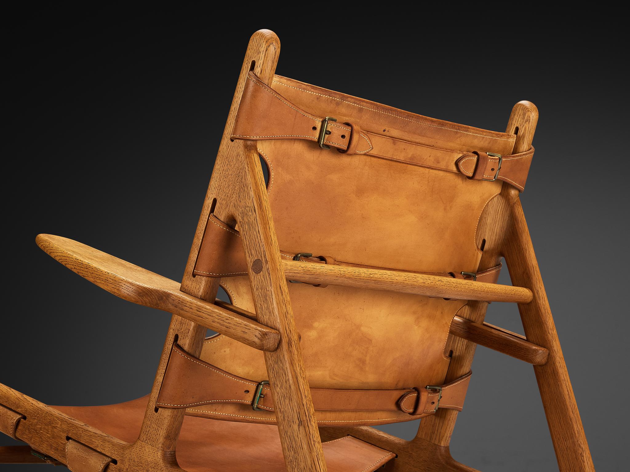 Milieu du XXe siècle Original et rare fauteuil de chasse en cuir Børge Mogensen pour Erhard Rasmussen en vente