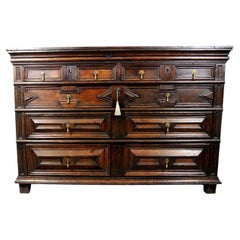 Original and Unusual Large 17th Century Oak Chest of Drawers c. 1660