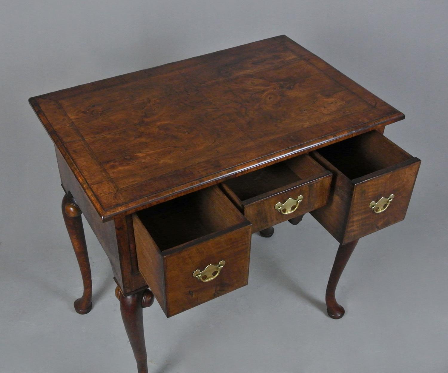 18th Century and Earlier Original and Very Fine George II Walnut Lowboy with Original Brasses circa 1740
