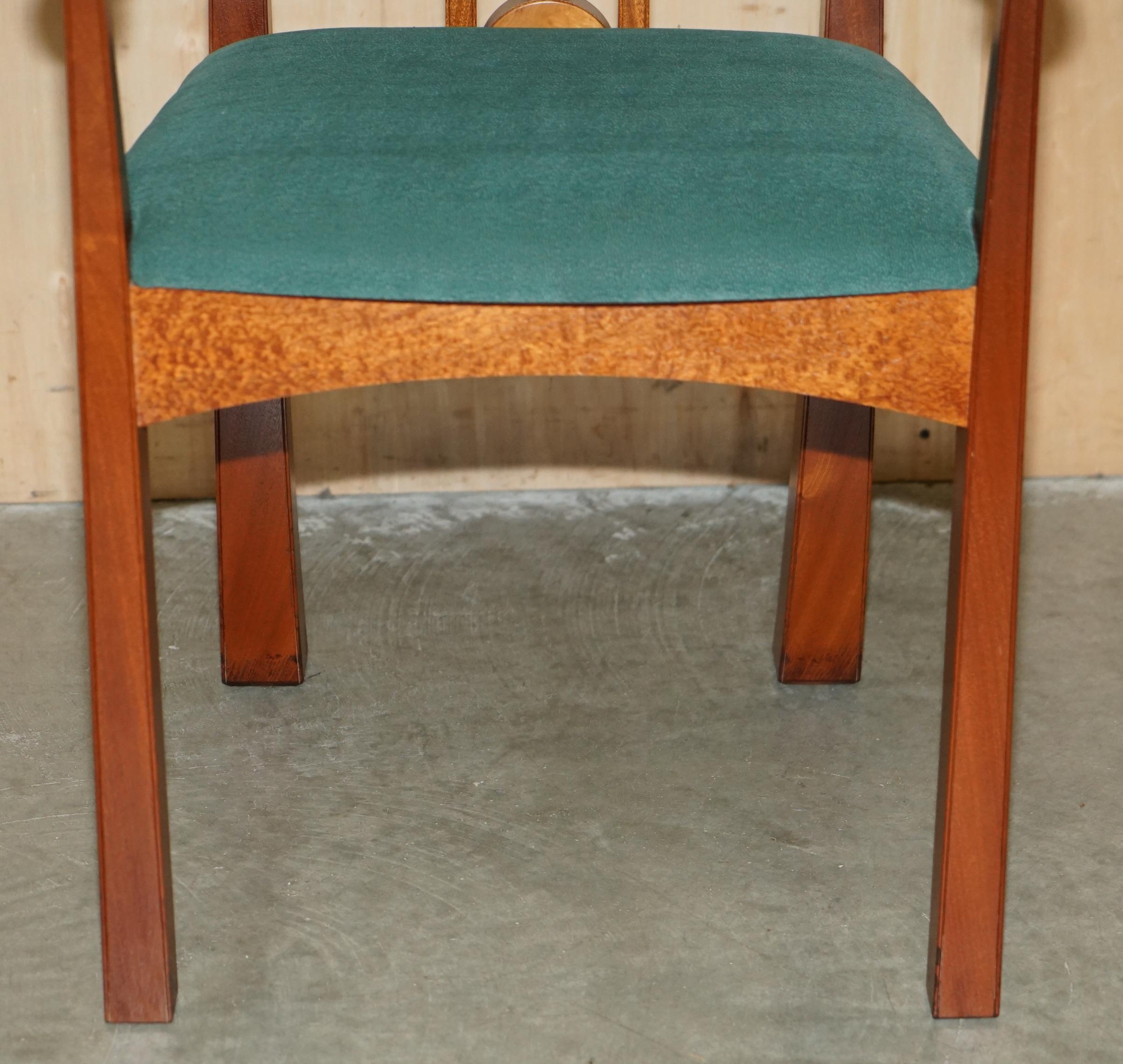 ORIGINAL ANDREW VARAH BURR WALNUT & AMBOYNA WOOD ROUND DiNING TABLE & CHAIRS SET For Sale 8