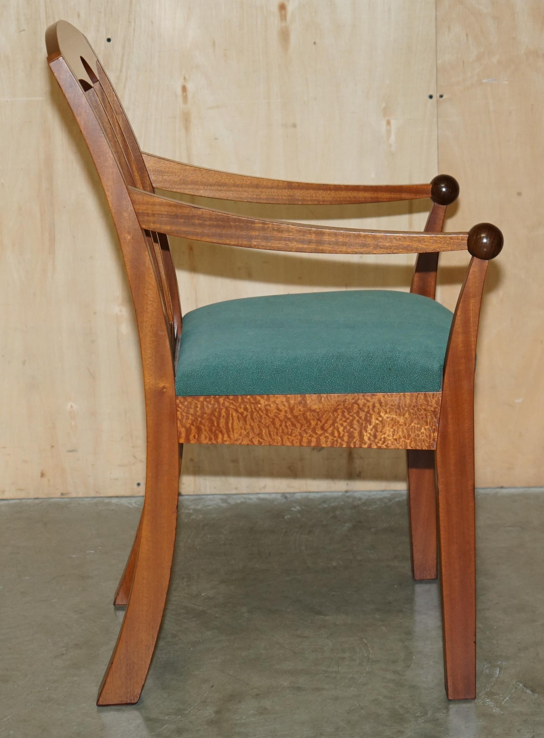 ORIGINAL ANDREW VARAH BURR WALNUT & AMBOYNA WOOD ROUND DiNING TABLE & CHAIRS SET For Sale 9