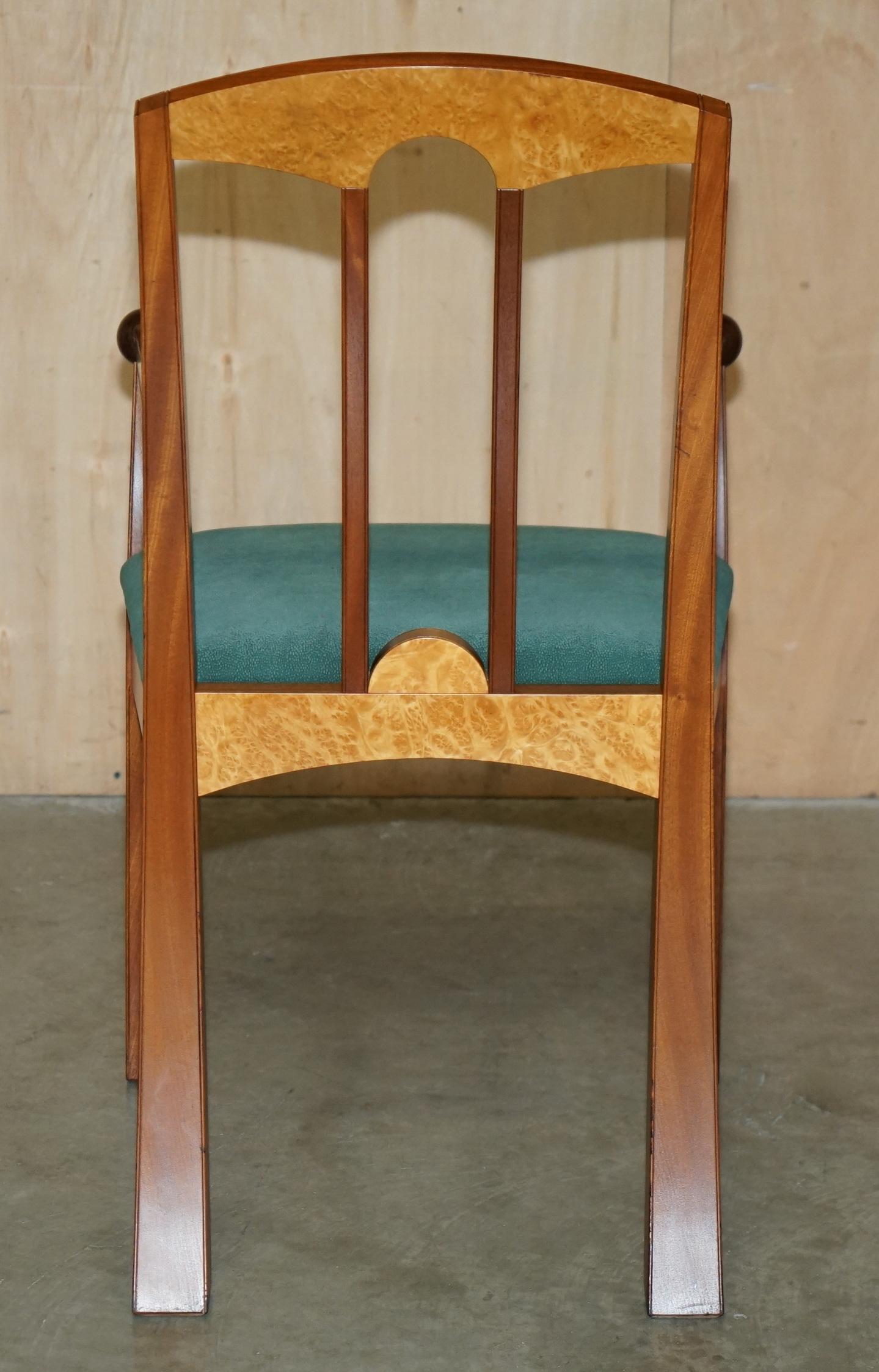 ORIGINAL ANDREW VARAH BURR WALNUT & AMBOYNA WOOD ROUND DiNING TABLE & CHAIRS SET For Sale 10