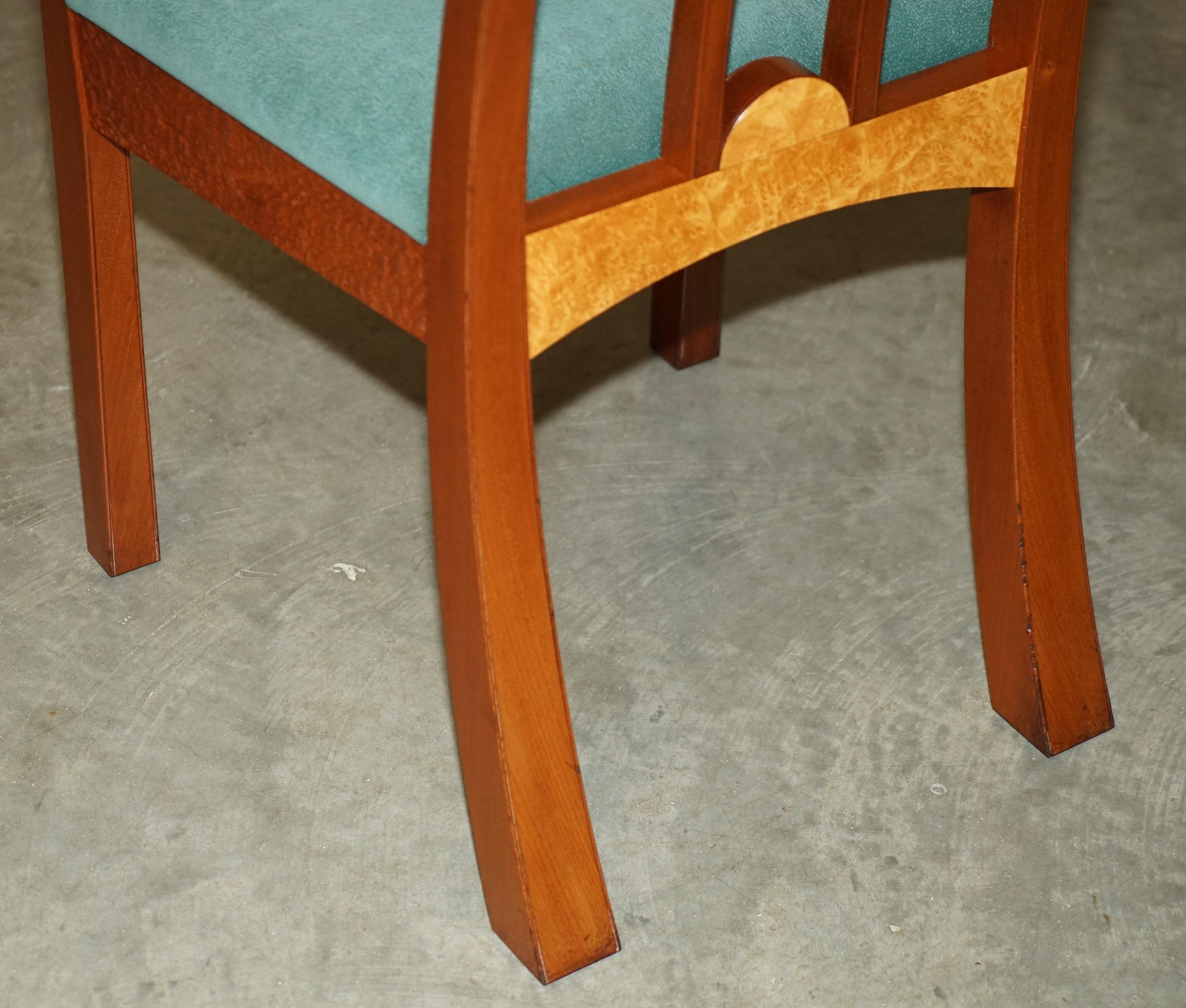 ORIGINAL ANDREW VARAH BURR WALNUT & AMBOYNA WOOD ROUND DiNING TABLE & CHAIRS SET For Sale 12