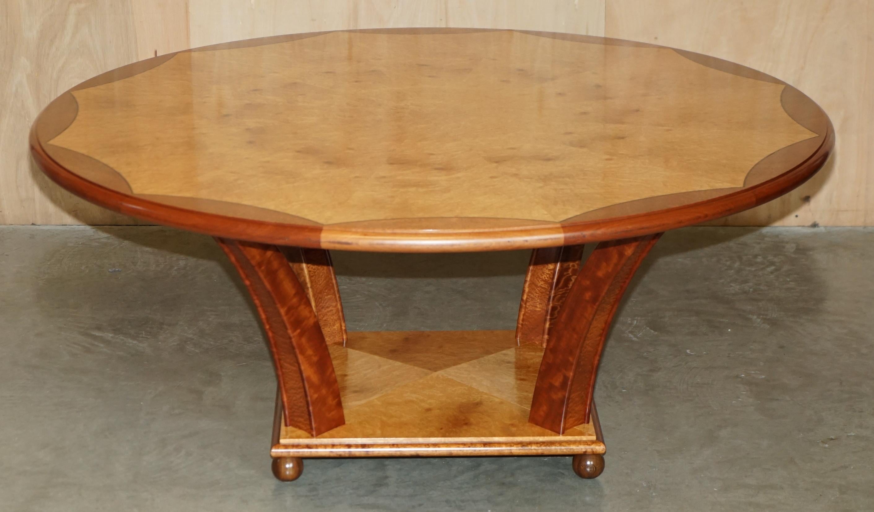 Art Deco ORIGINAL ANDREW VARAH BURR WALNUT & AMBOYNA WOOD ROUND DiNING TABLE & CHAIRS SET For Sale