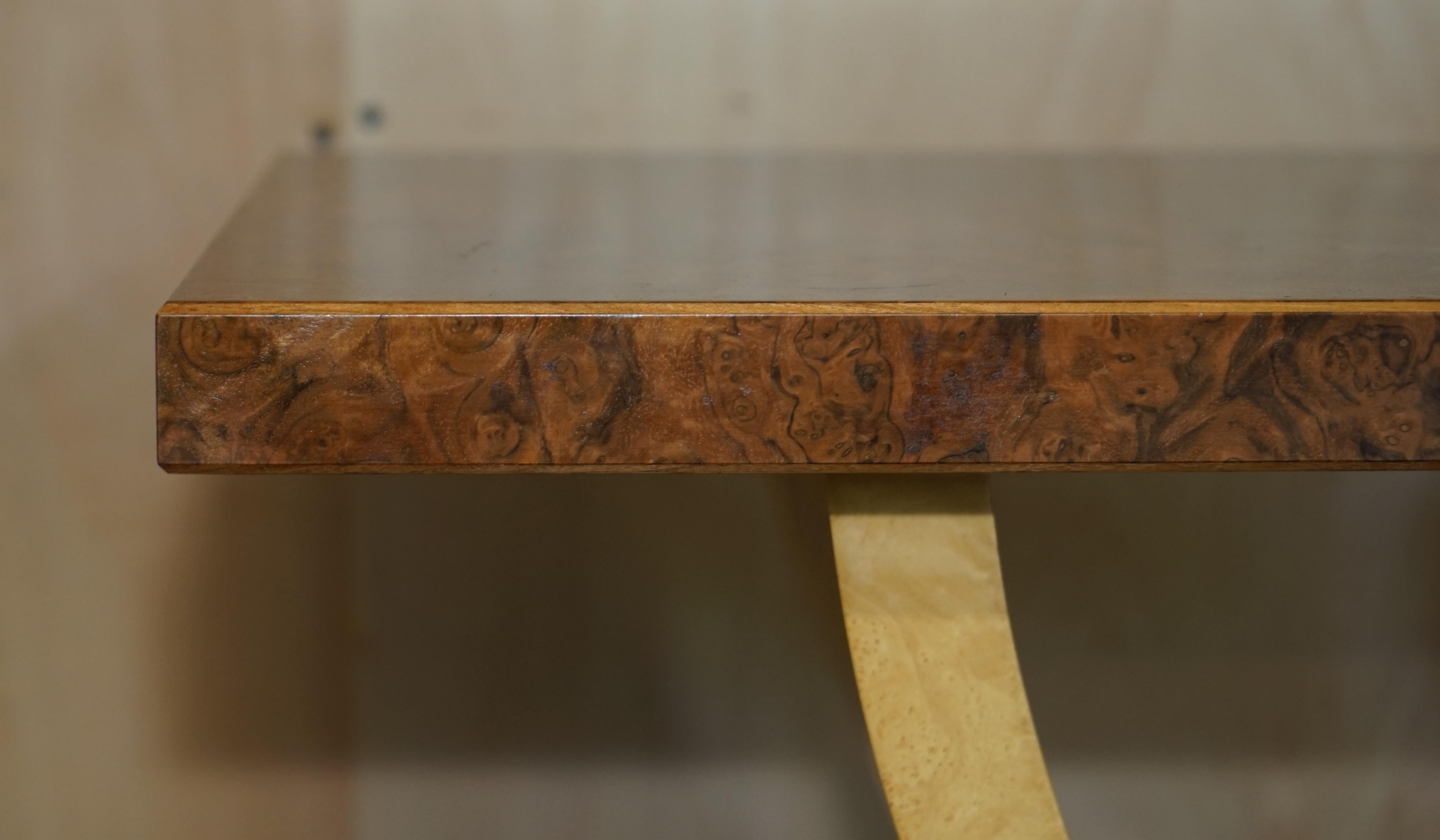 Hand-Crafted Original Andrew Varah Burr Walnut Satinwood & Oak Large Console Hall Table For Sale
