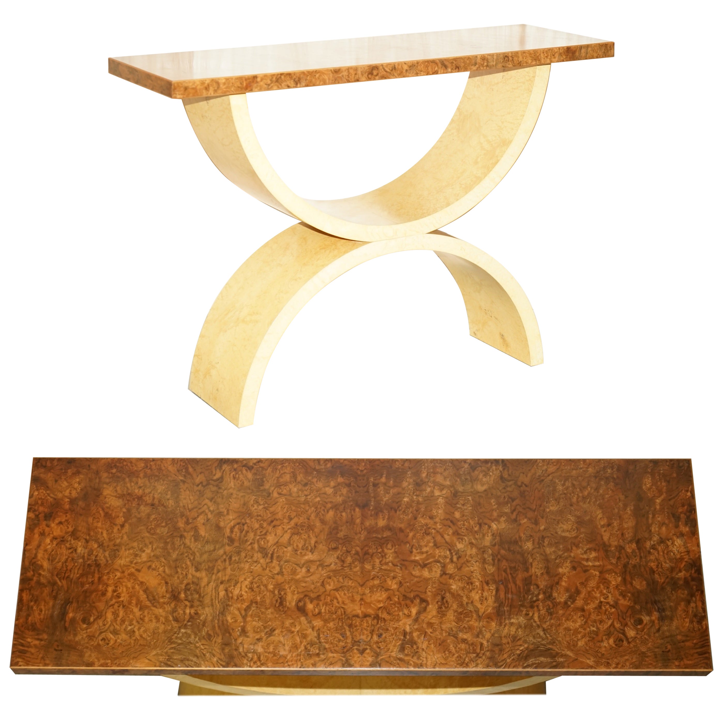 Originale Andrew Varah Tavolo da sala con console grande in radica di noce e quercia