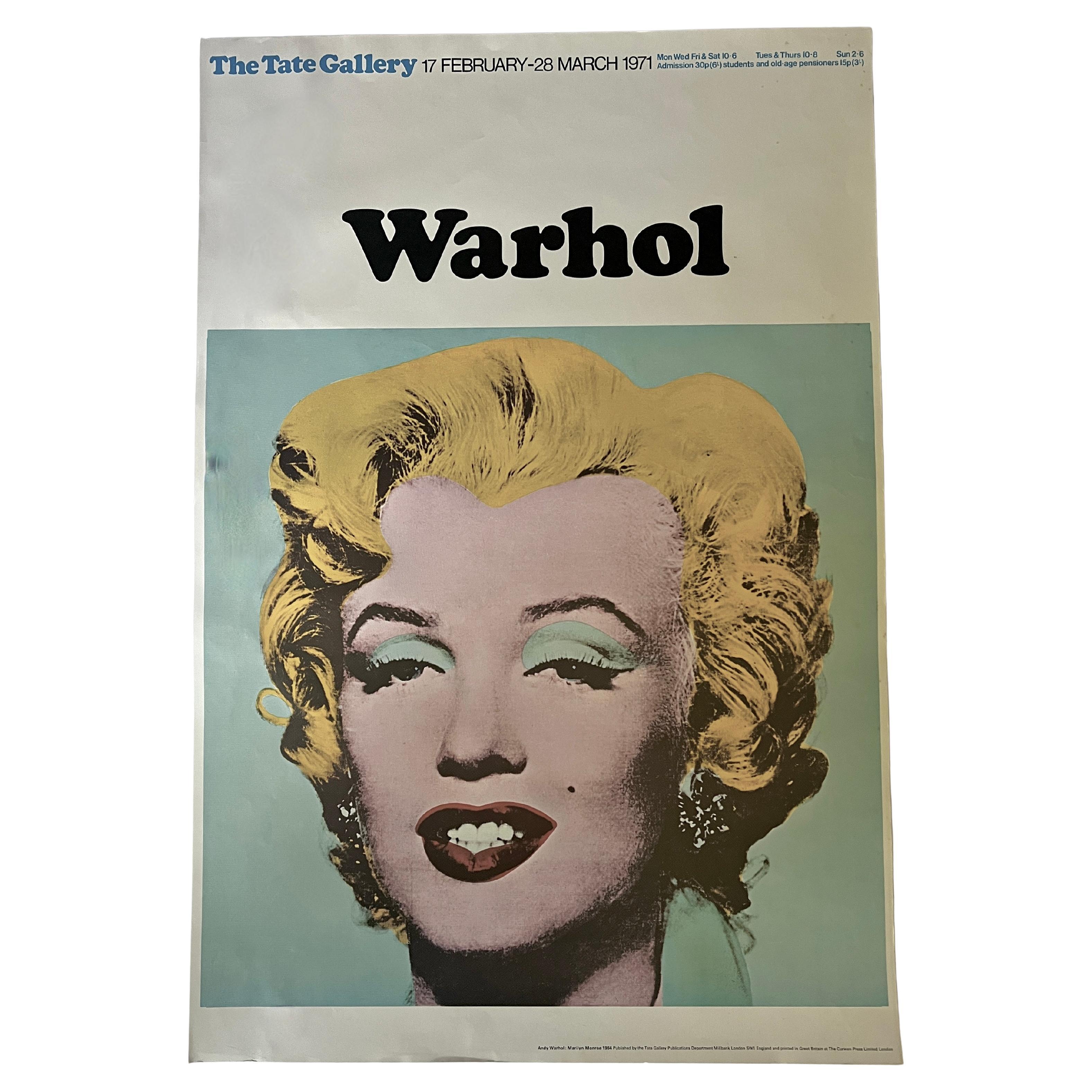 A rare and Original Poster for 1971 Warhol Tate Museum Exhibition.  The poster is Marilyn 1964, silk screen by Warhol.  In very good condition for the age.  No Rips or Tears.

A great piece, that we can frame for the buyer, for an additional fee. 