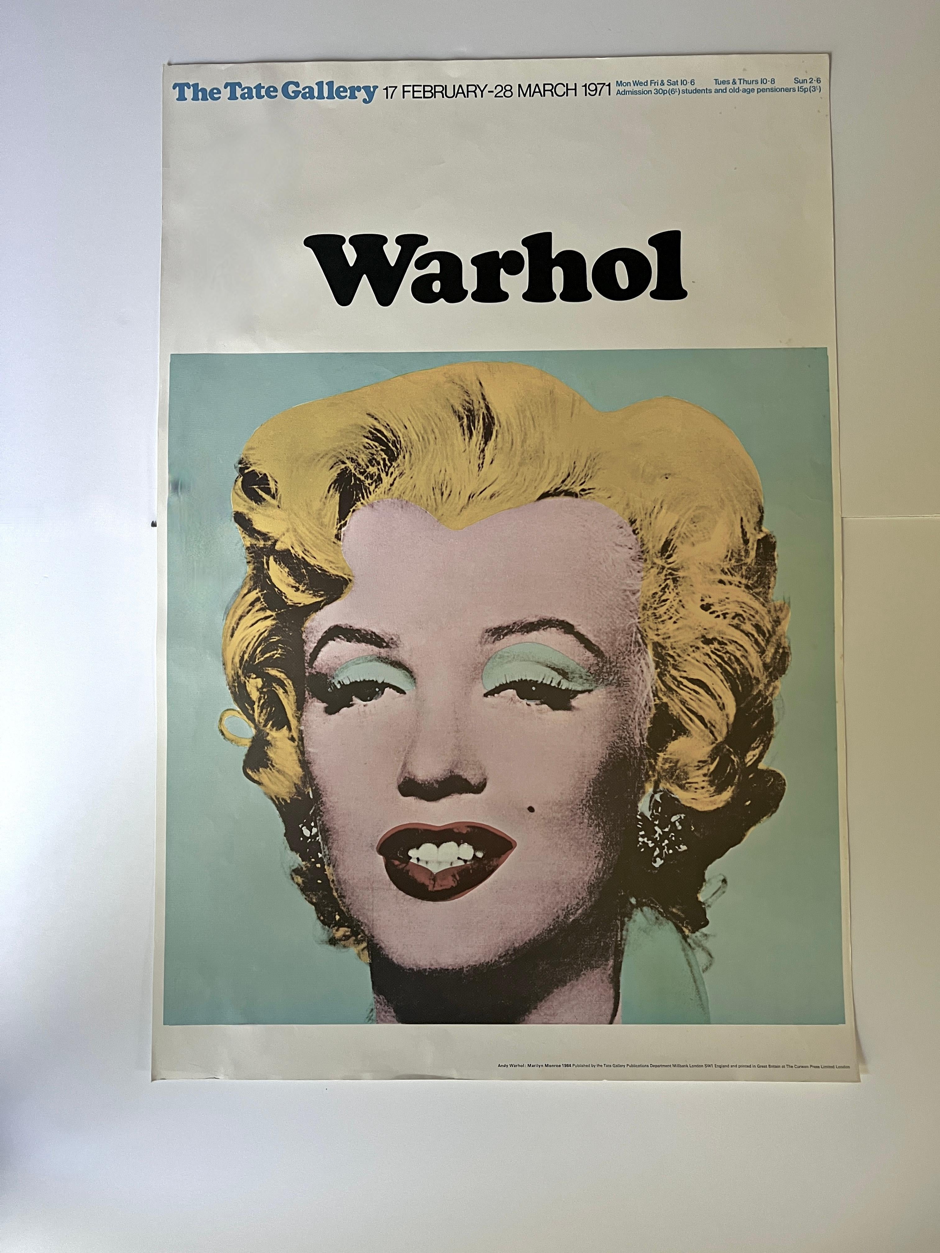 Original Andy Warhol Marilyn Monroe 1971 Poster for Tate Museum In Good Condition For Sale In Los Angeles, CA