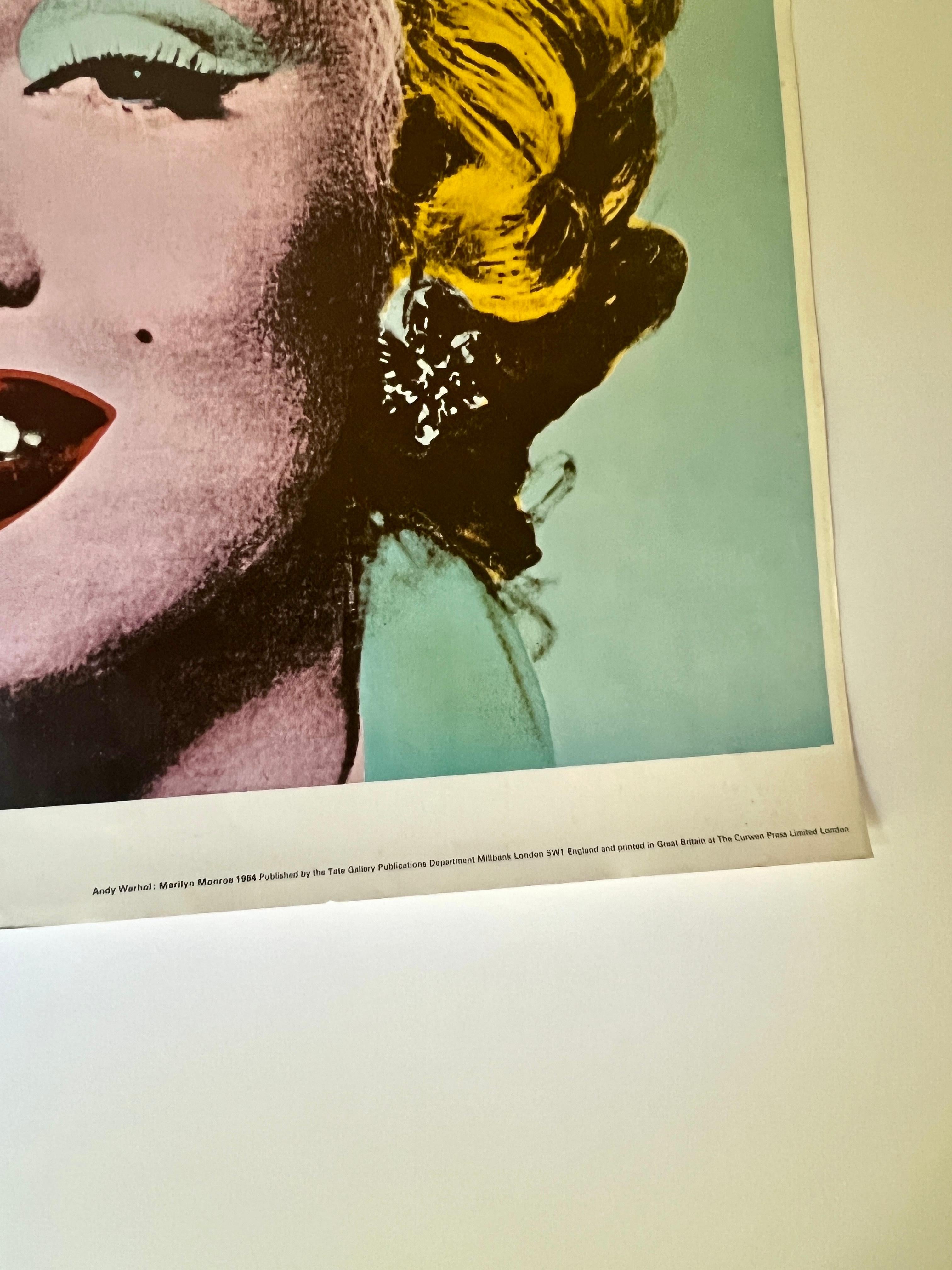 20th Century Original Andy Warhol Marilyn Monroe 1971 Poster for Tate Museum For Sale