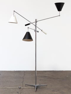 Original Angelo Lelli Triennale Lamp by Arredoluce, Black & White Shades, Chrome