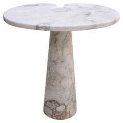 Original Angelo Mangiarotti Italian "Eros" Carrara Arabescato Marble Side Table