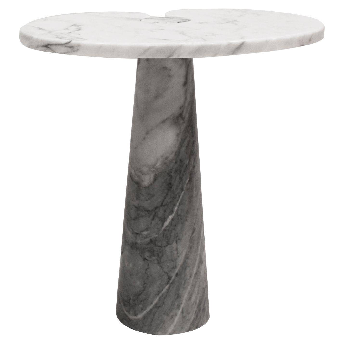 Mesa auxiliar de mármol de Carrara italiana "Eros" original de Angelo Mangiarotti