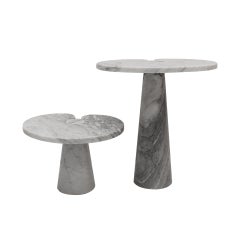 Original Angelo Mangiarotti Italian "Eros" Carrara Marble Side Tables