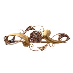 ANTIC Brosche aus Gold mit Diamanten, Original