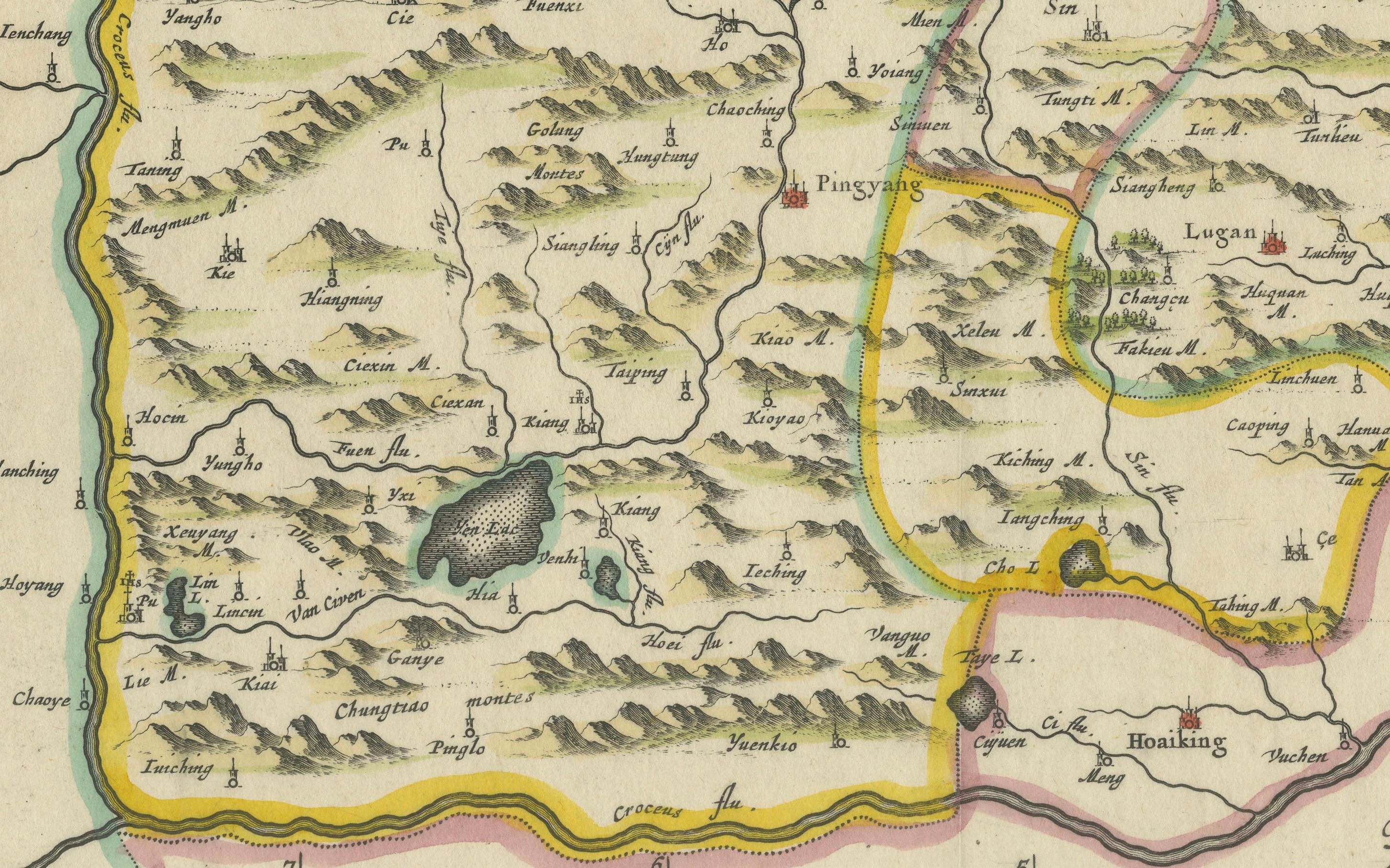 Antique 17th-Century Map of Shanxi Province, China – 