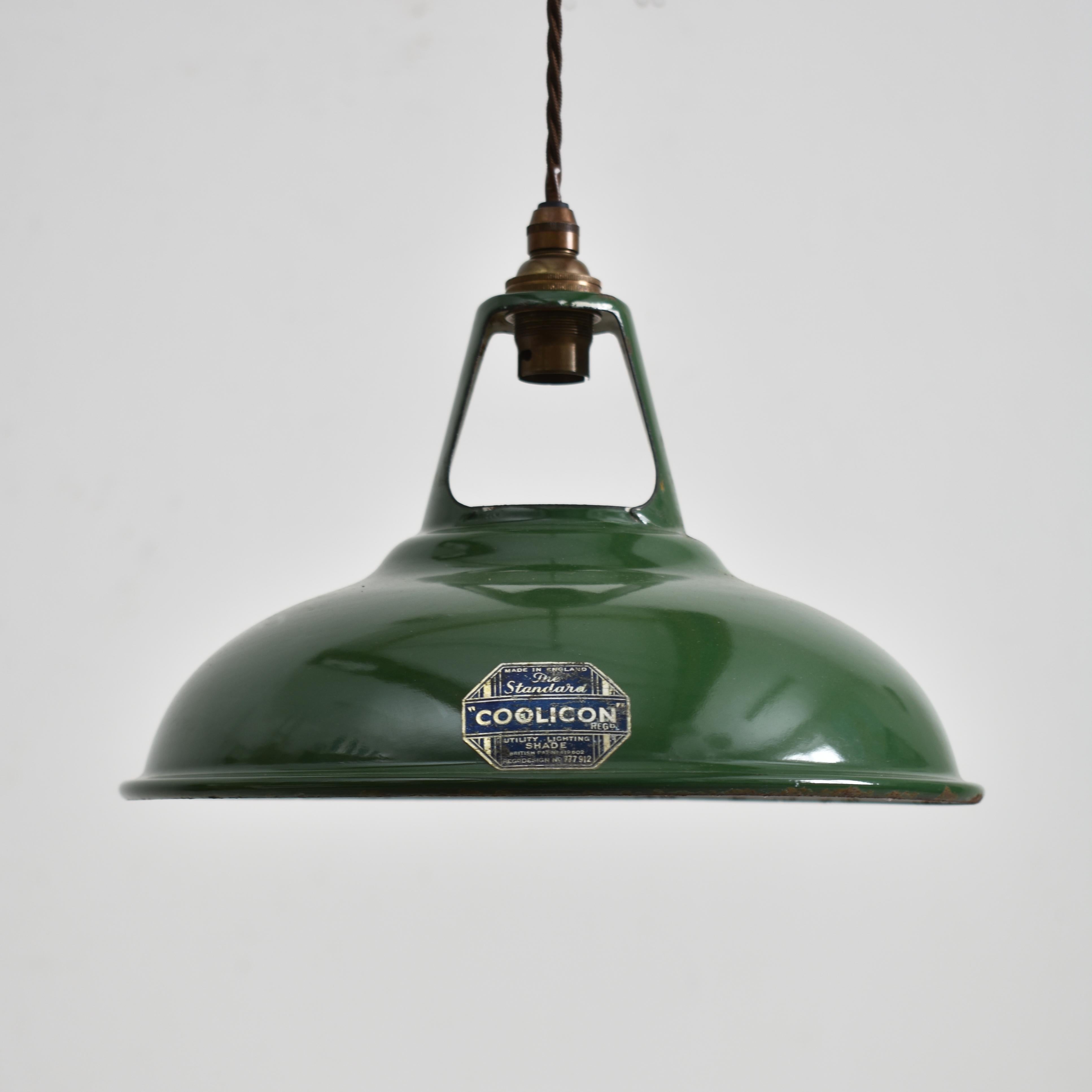 Original Antique 9″ Green Coolicon Light -B

Early English factory shades by ‘Coolicon’ salvaged from an old factory storeroom where they have been sat untouched for the past 70 years. The shades are green in colour all in excellent condition with