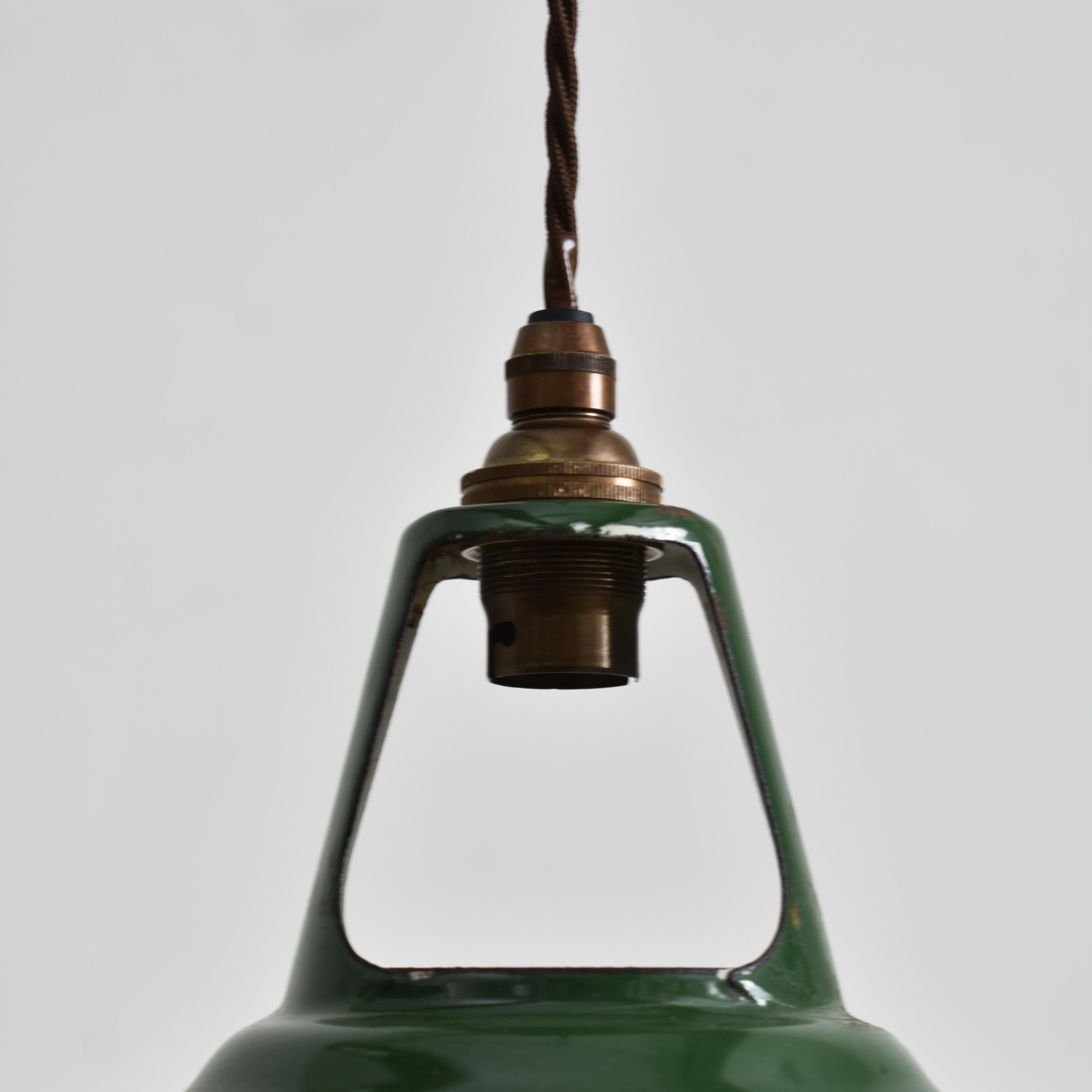 Mid-Century Modern Original Antique 9″ Green Coolicon Pendant Light