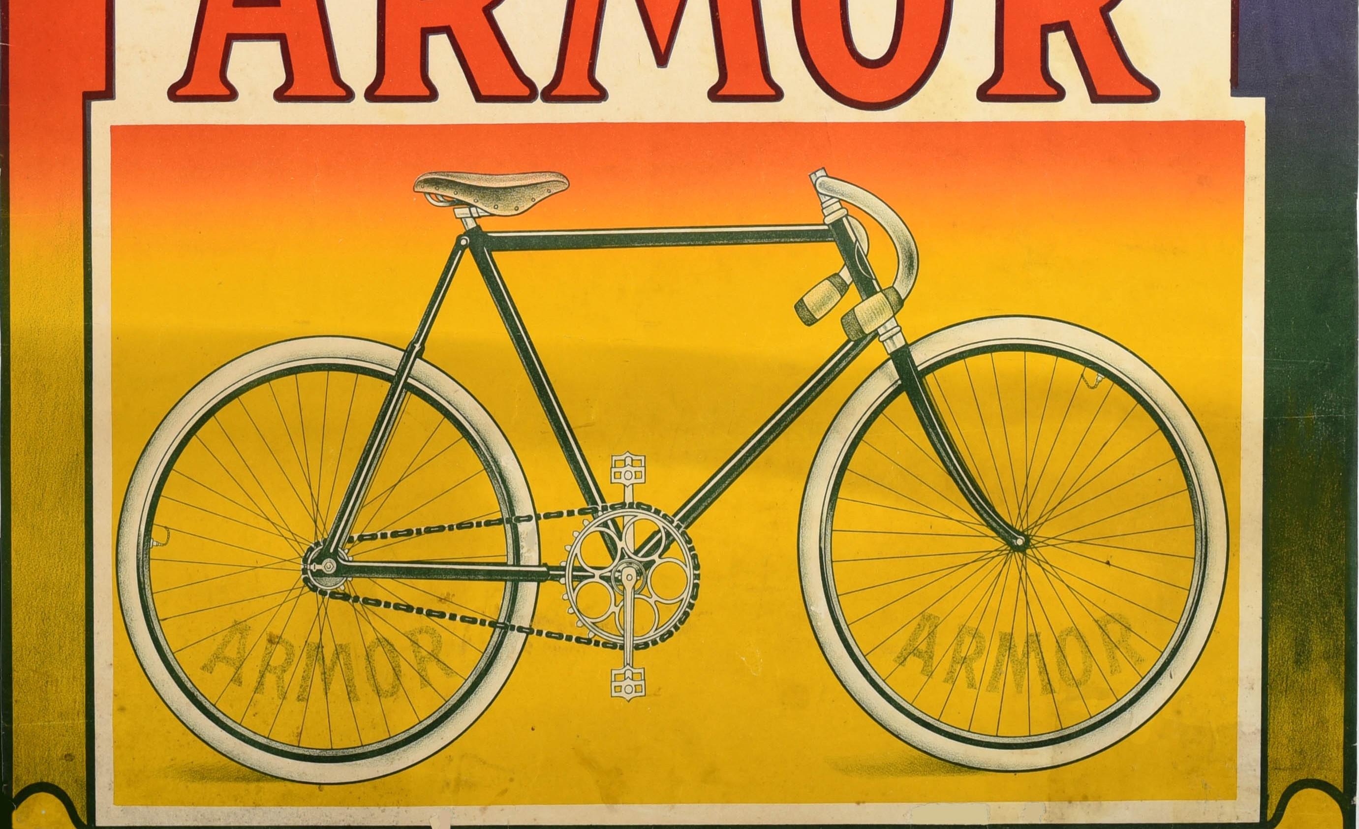 Français Affiche publicitaire originale et ancienne d'antiquités - Armor Bicycles - Neuilly Sur Seine - France en vente