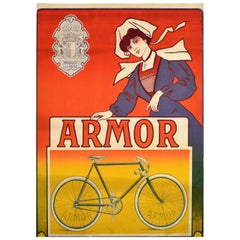 Antikes antikes Werbeplakat „Armor Bicycles Neuilly Sur Seine“, Frankreich