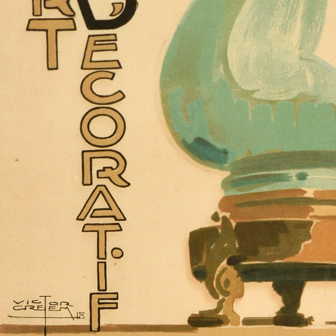 Inizio XX secolo Poster pubblicitario originale antico Arte Decoratif Studio Victor Creem in vendita