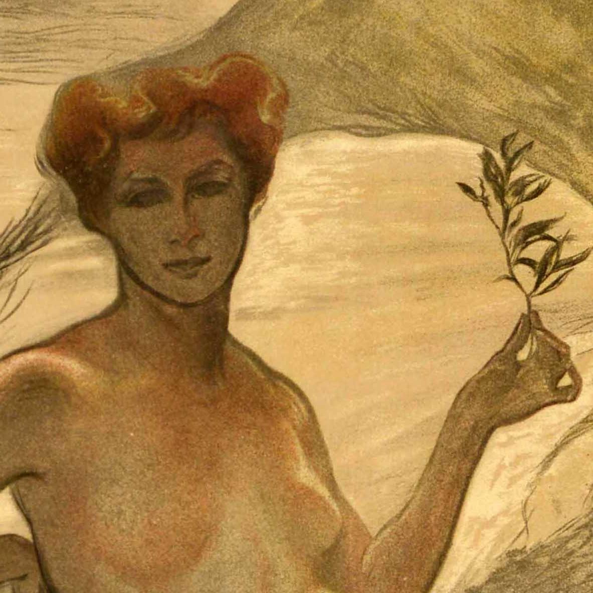 Early 20th Century Original Antique Advertising Poster Beaux Arts Geneve Otto Vautier Fine Arts For Sale