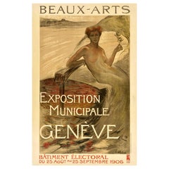 Original Antique Advertising Poster Beaux Arts Geneve Otto Vautier Fine Arts