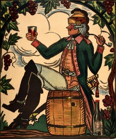 Original Antique Advertising Poster Burgundy Wines Henri De Bahezre France