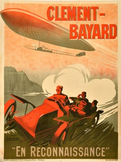 Original Antique Advertising Poster Clement Bayard En Reconnaissance Montaut