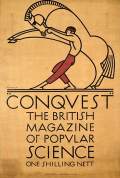 Manifesto pubblicitario d'epoca originale della rivista "Conquest Popular Science" - Herrick