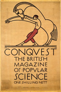 Manifesto pubblicitario d'epoca originale della rivista "Conquest Popular Science" - Herrick