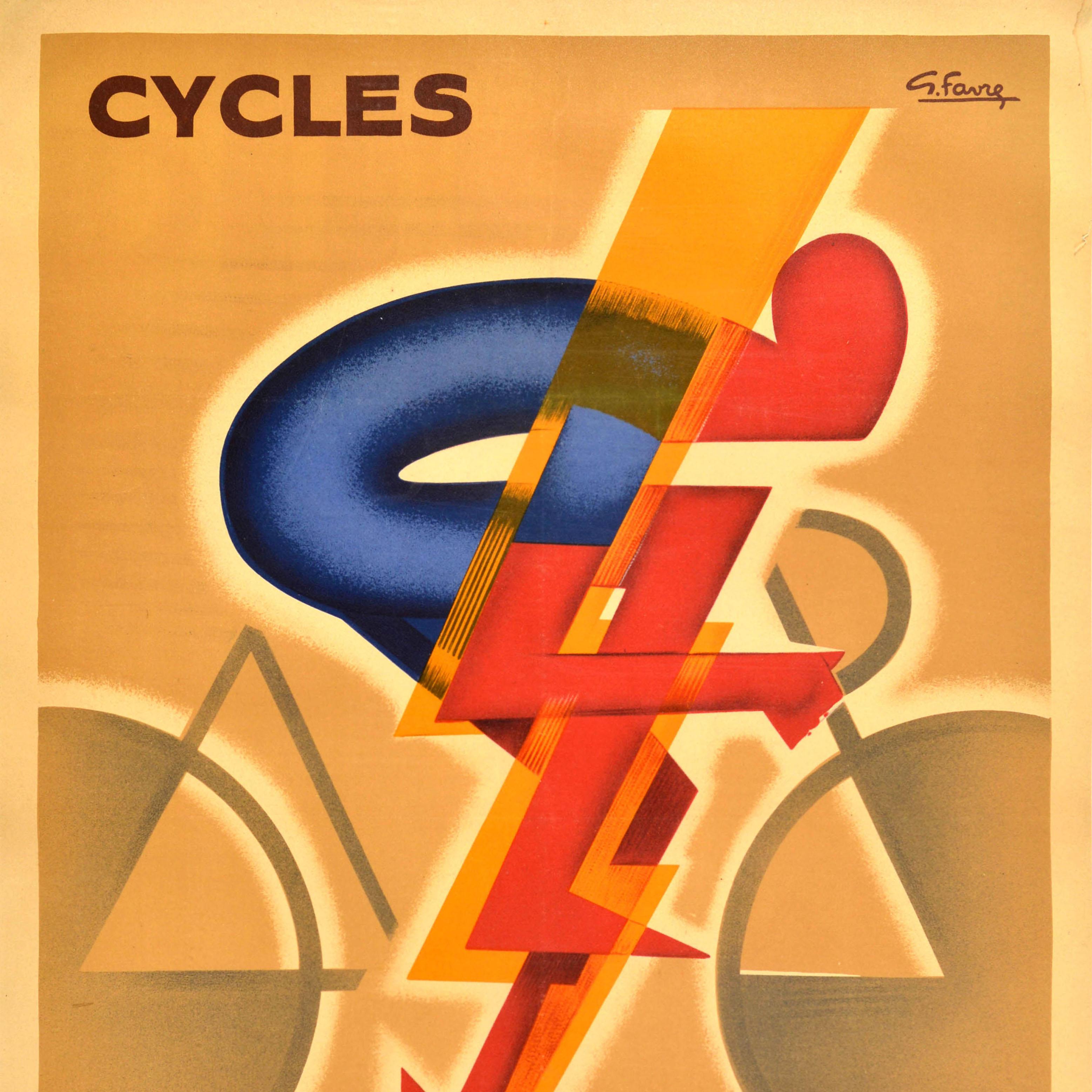 French Original Antique Advertising Poster Cycles Dilecta Georges Favre Art Deco Design For Sale