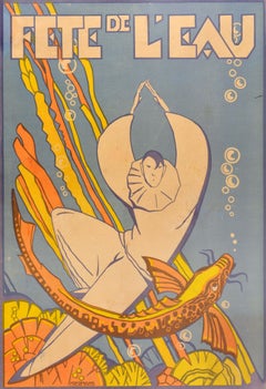 Original Antikes Werbeplakat Fete De L'Eau Wasserfestival Niermans