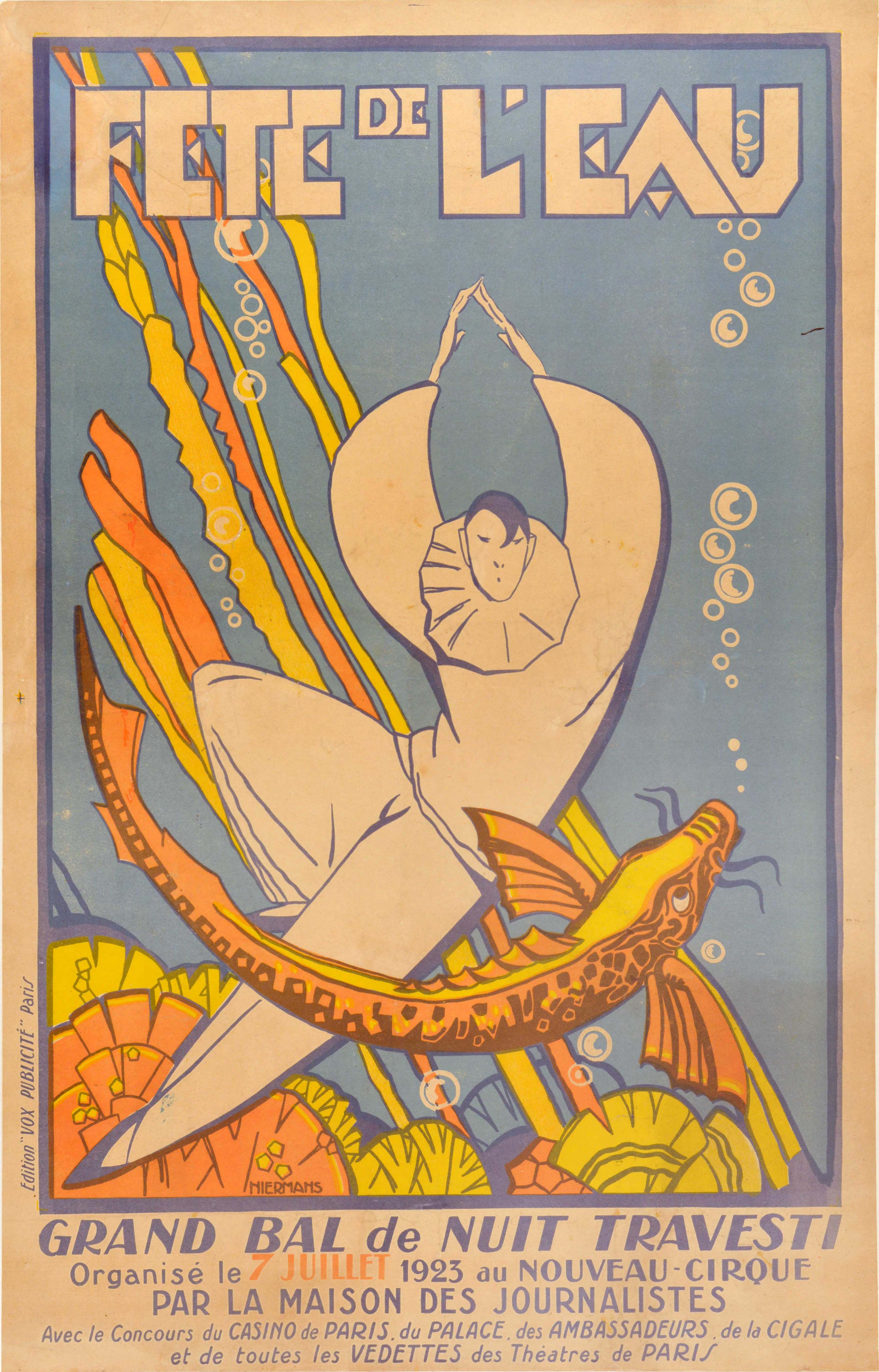 Original Antique Advertising Poster Fete De L'Eau Water Festival Niermans