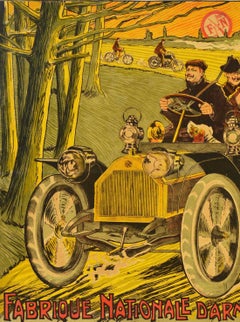 Original Antique Advertising Poster FN Herstal Hunting Rifles Weapon Factory