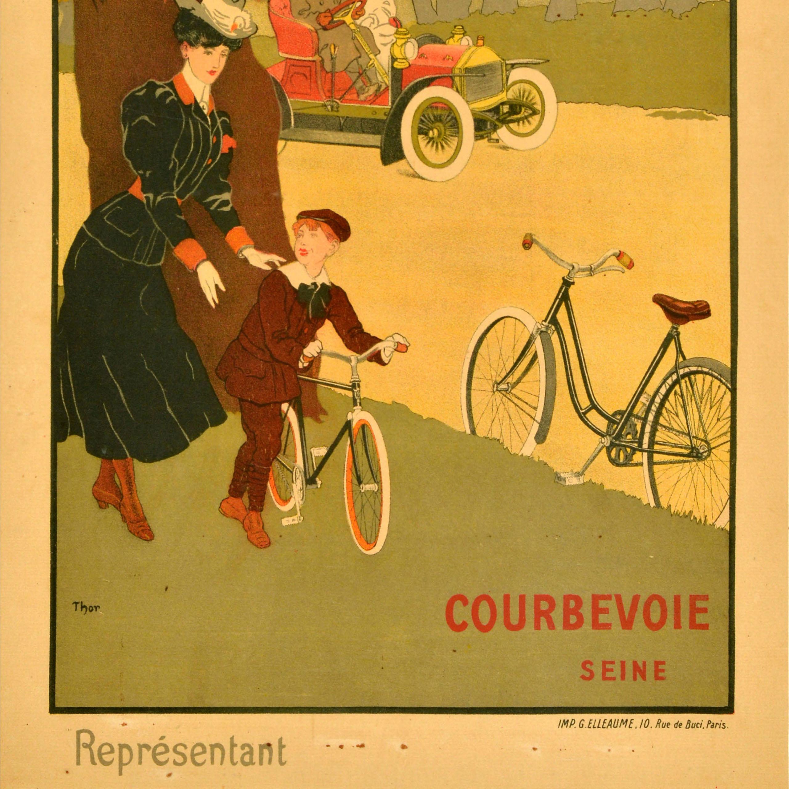 Original Antike Werbeplakat Griffon Fahrrad Courbevoie Seine Thor (Französisch) im Angebot