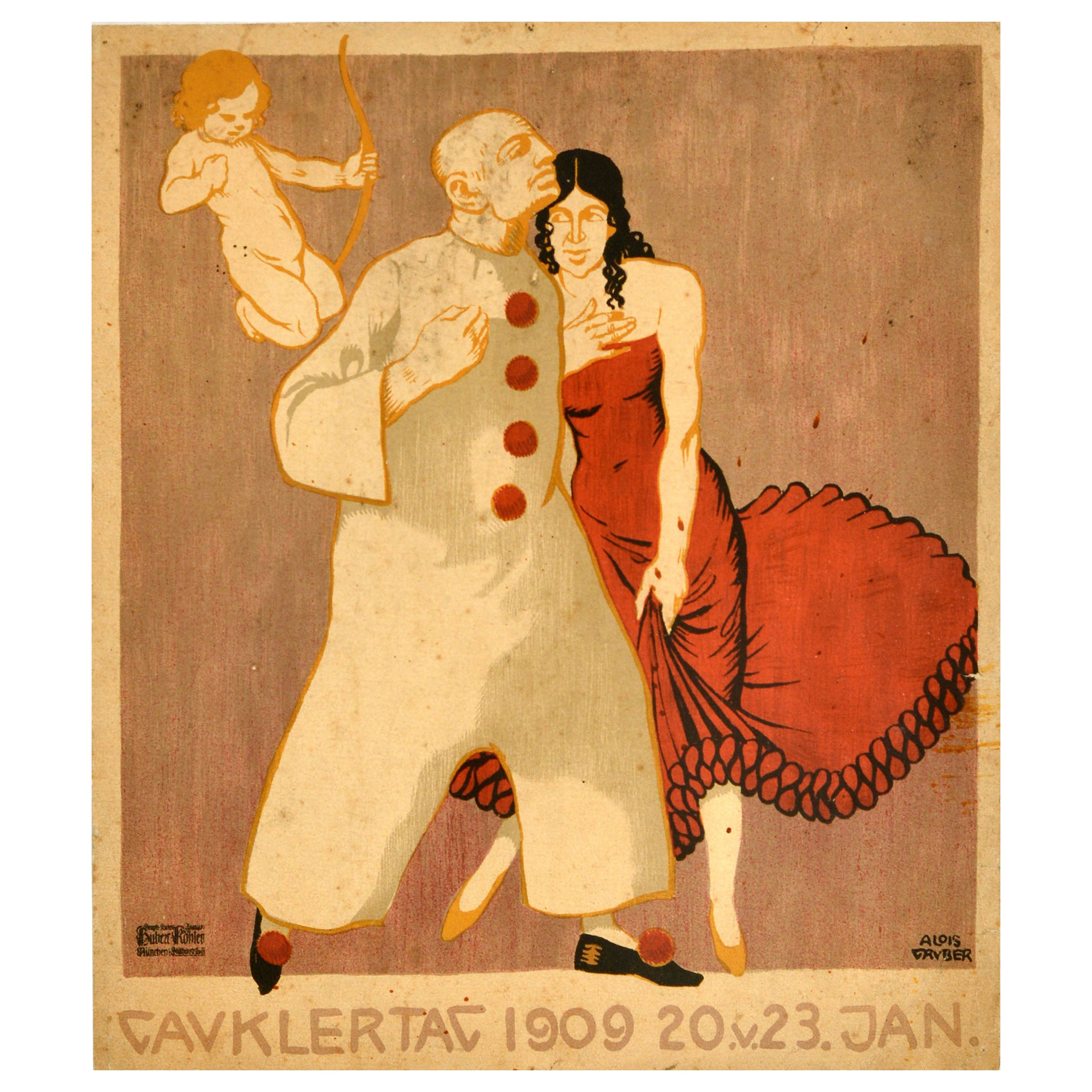 Original Antique Advertising Poster Jugglers Day Gauklertag 1909 Alois Gruber