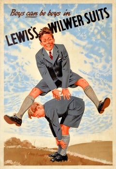 Original-Werbeplakat aus der Antike: Lewis’ Wilwer-Anzüge – „Boys Can Be Boys“