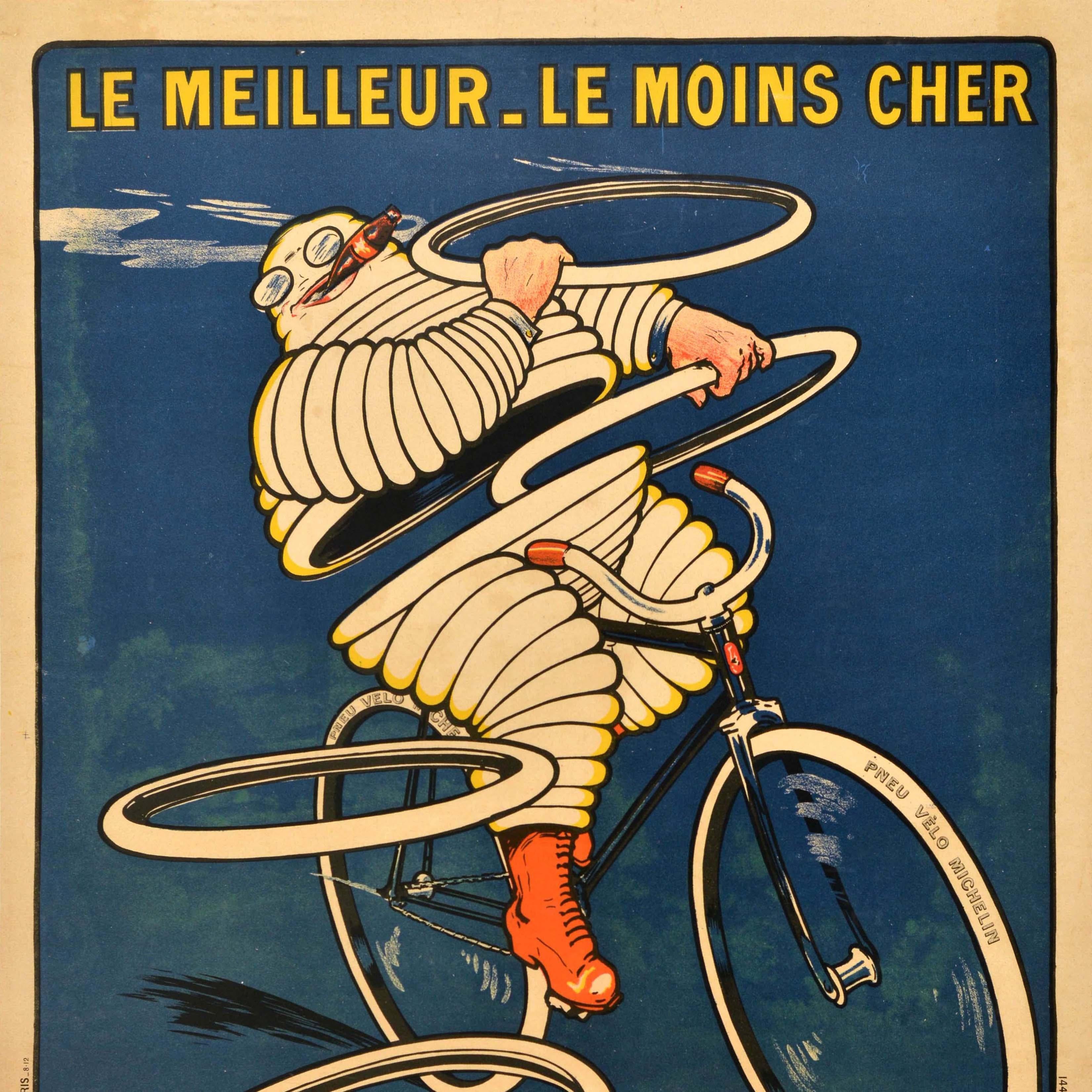 French Original Antique Advertising Poster Michelin Bike Tyre Bourgadieu Bibendum Roowy