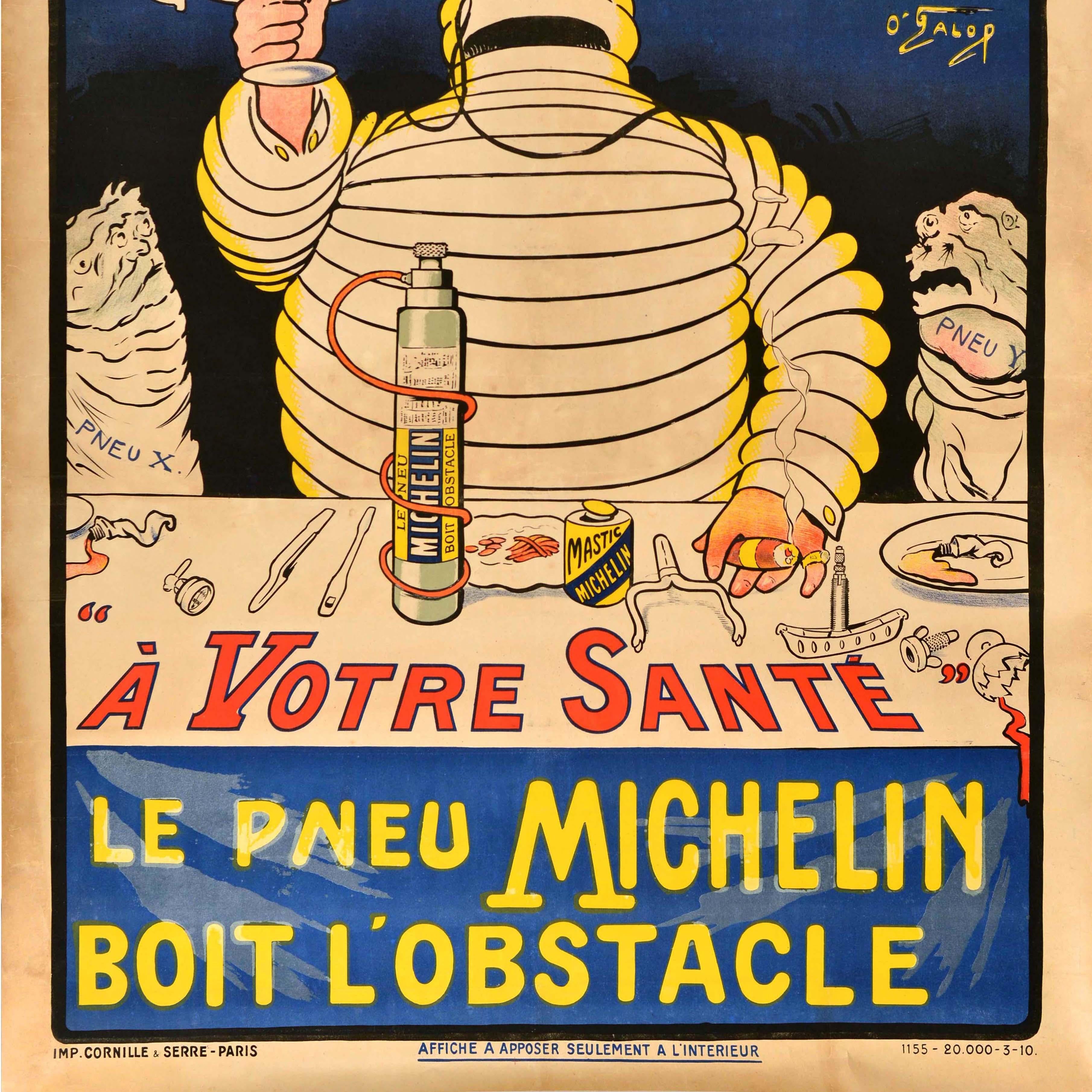 Inizio XX secolo Poster pubblicitario originale antico Michelin Man Nunc Est Bibendum La tua salute in vendita