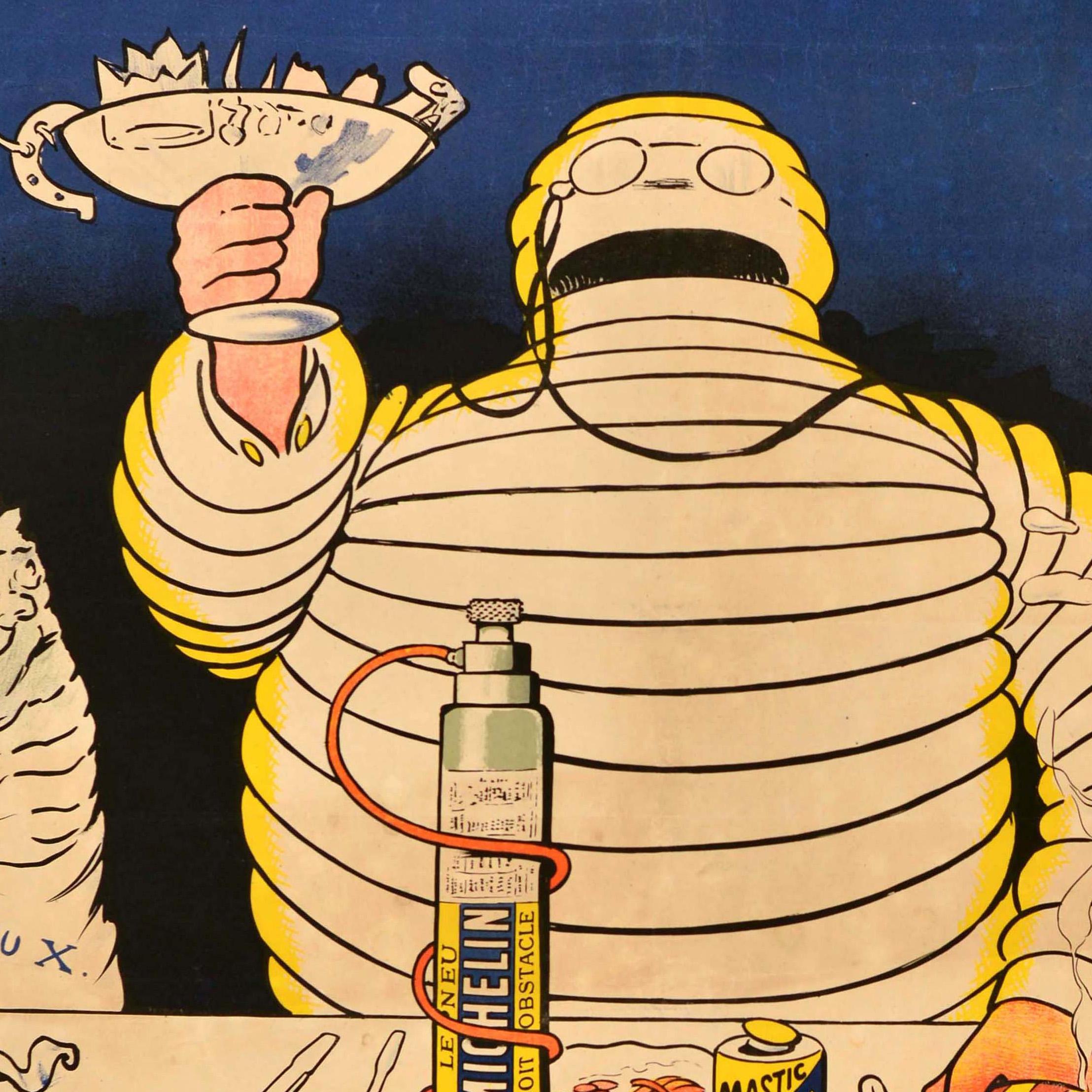 Carta Poster pubblicitario originale antico Michelin Man Nunc Est Bibendum La tua salute in vendita